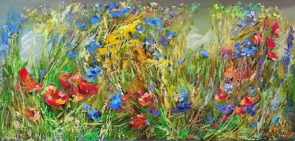 Wildflowers, oil on canvas